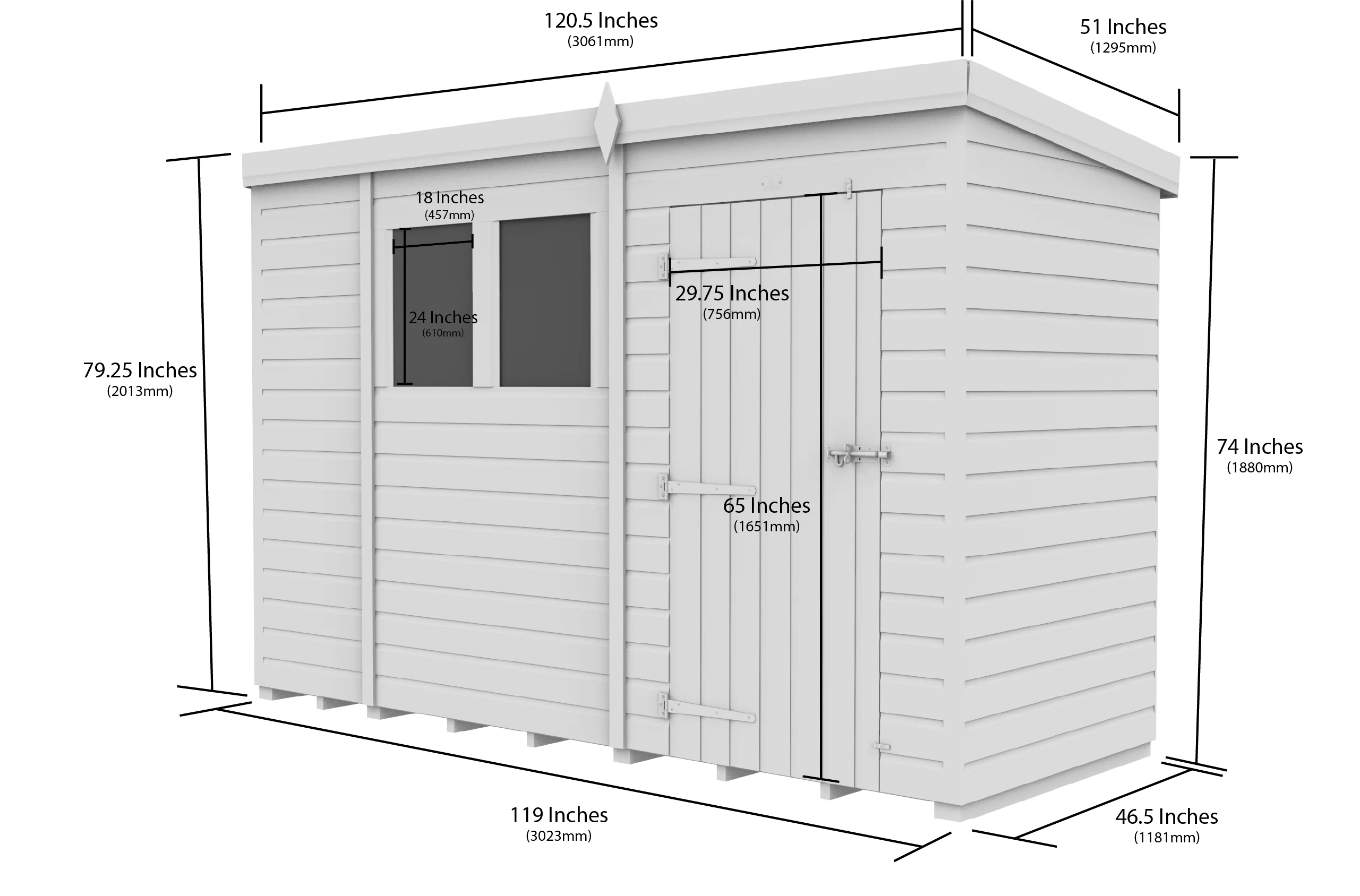 Pent Shed 4ft x 10ft - Image 13