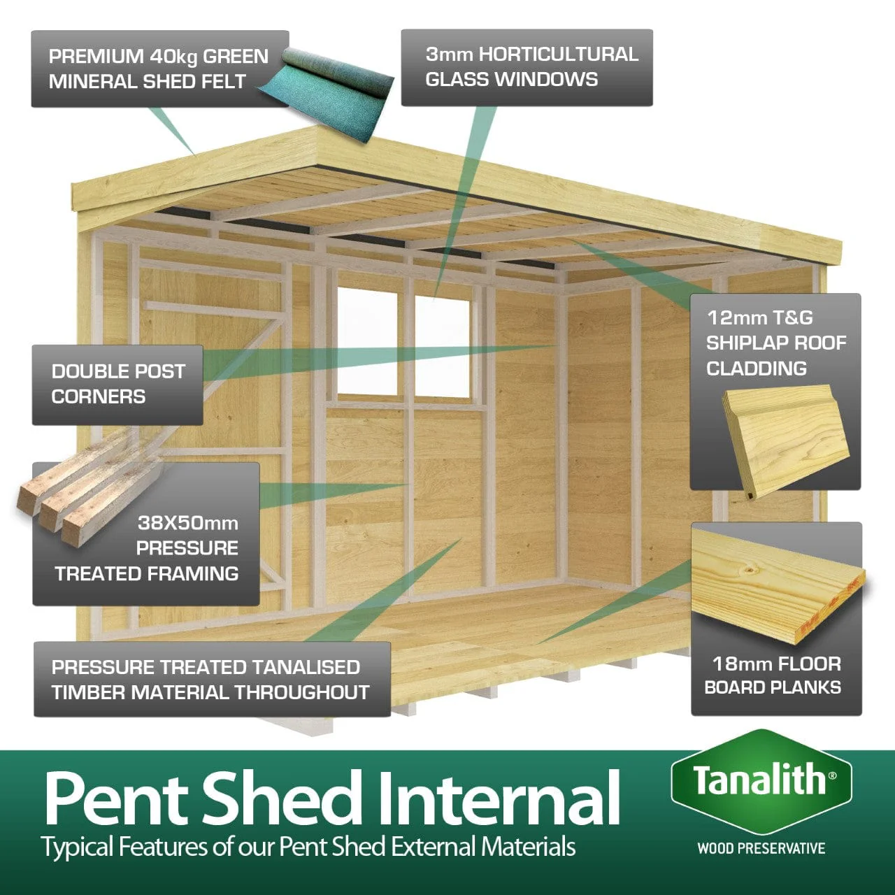 Pent Shed 4ft x 10ft - Image 9